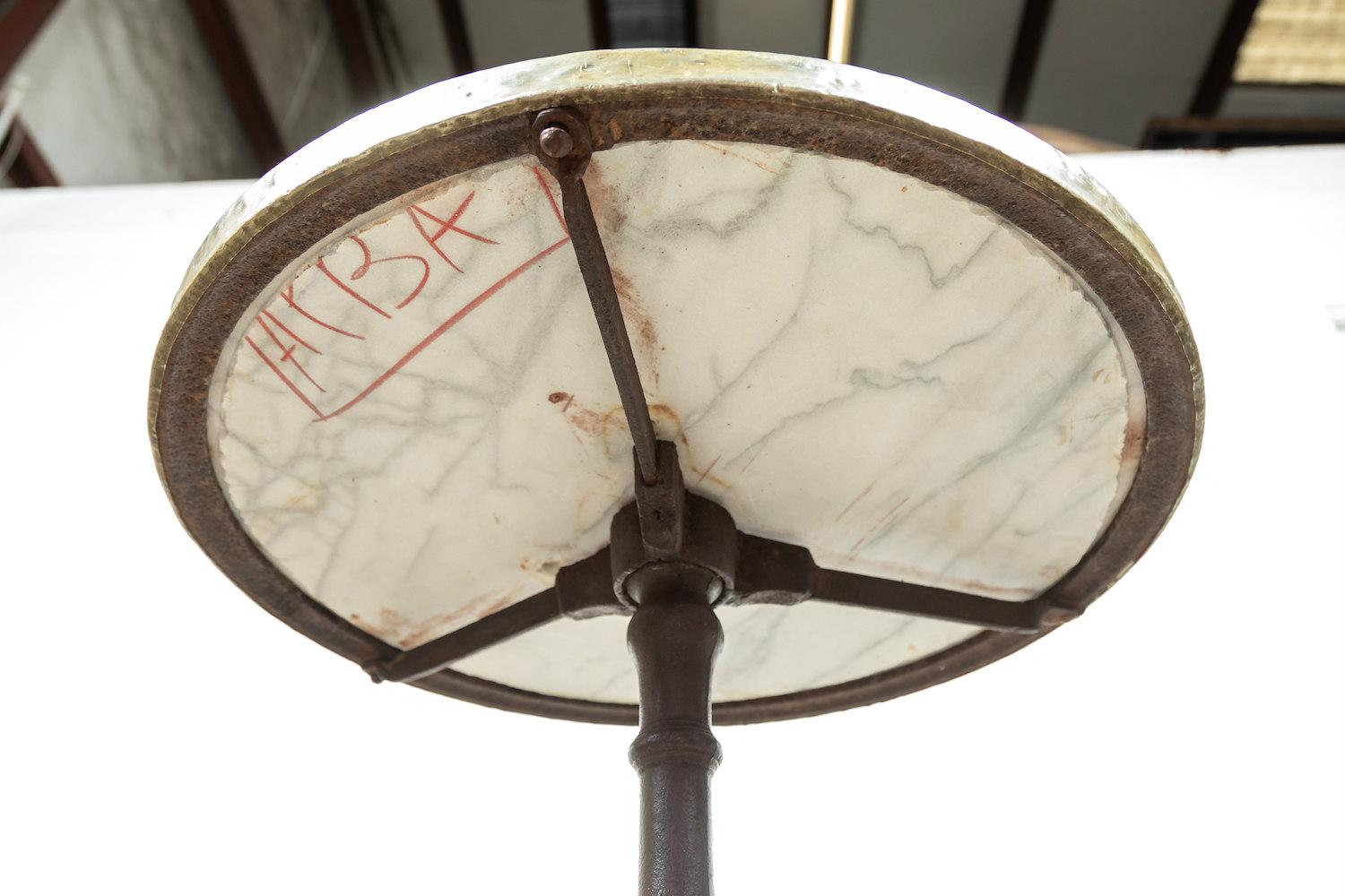 French Art Deco Iron Bistro or Cafe Table with Marble Top 2