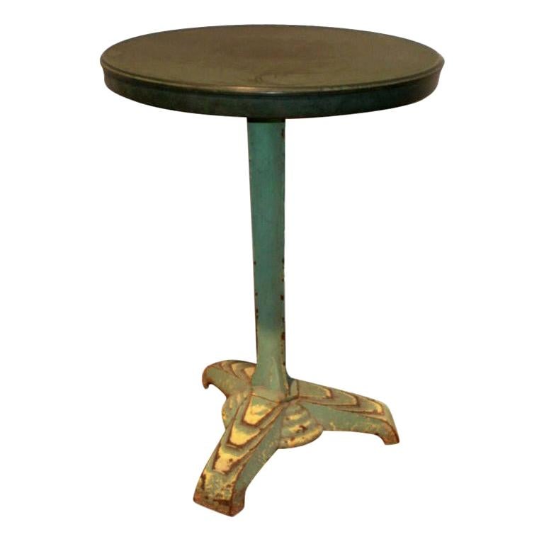 French Art Deco Iron Bistro Table with Bakelite Top
