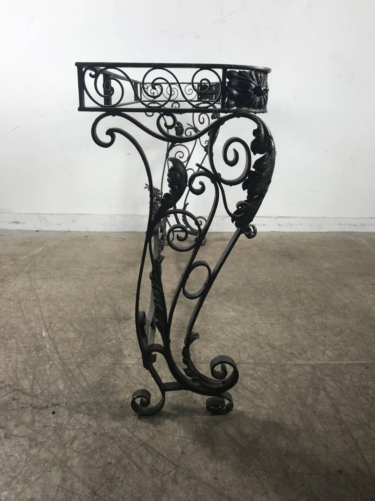 French Art Deco Iron Console Table Base in the Manner of Raymond Subes In Good Condition For Sale In Buffalo, NY