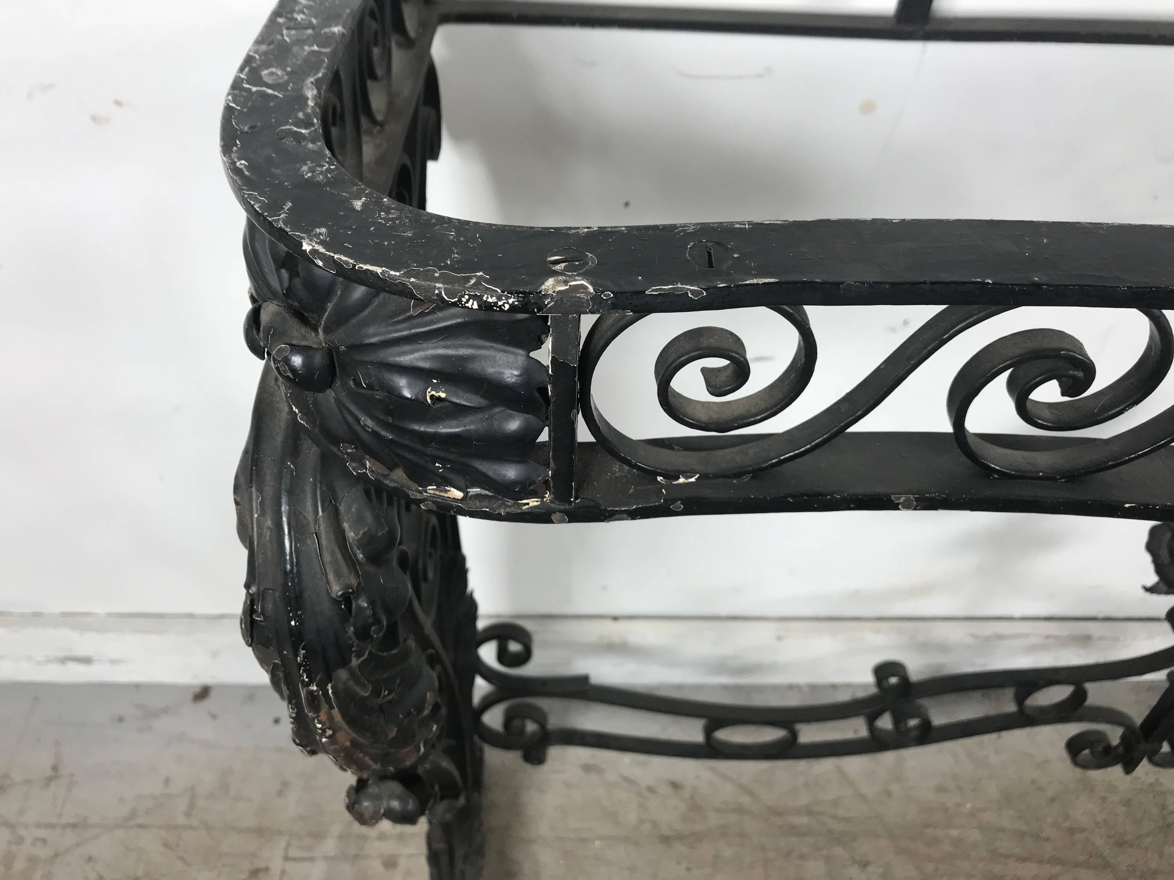 Early 20th Century French Art Deco Iron Console Table Base in the Manner of Raymond Subes For Sale