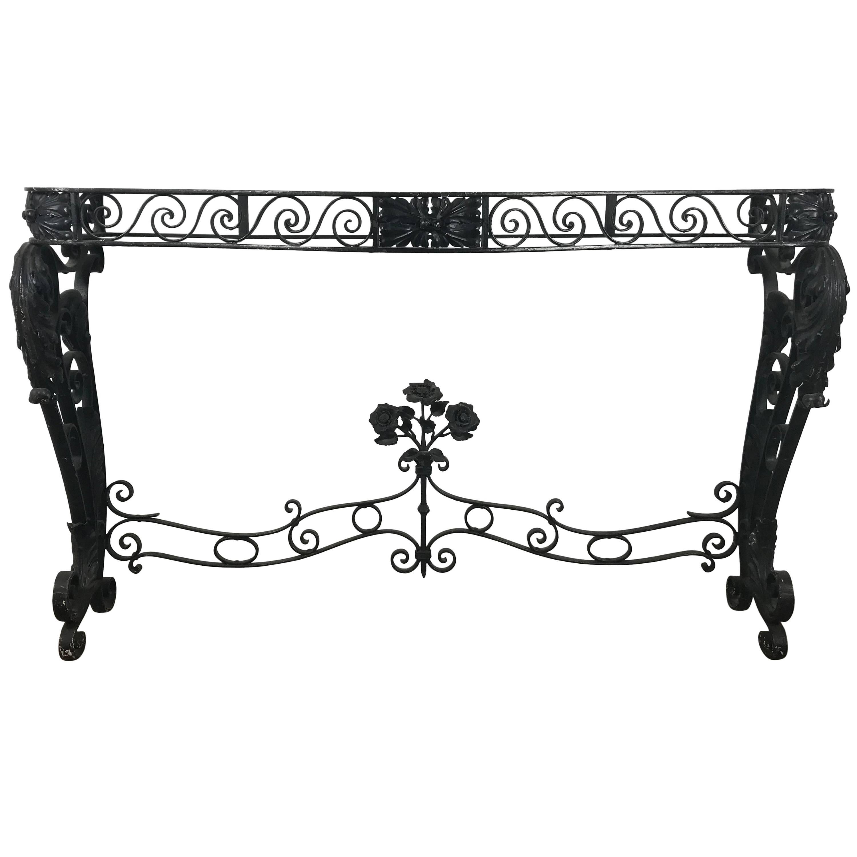 Konsolentischsockel aus Eisen im Art-déco-Stil von Raymond Subes im Angebot