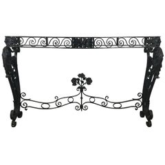 French Art Deco Iron Console Table Base in the Manner of Raymond Subes