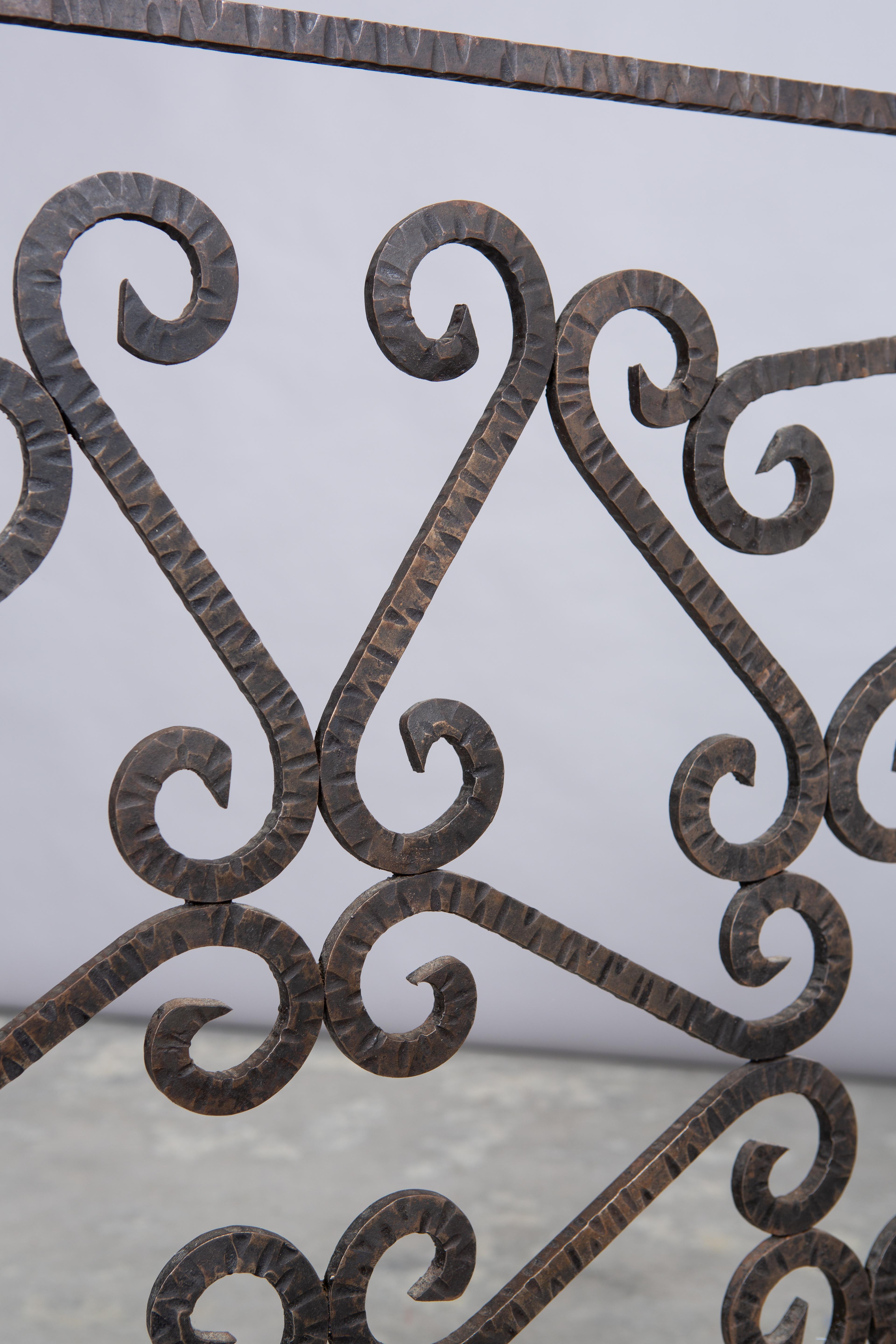 Metal French Art Deco Iron Fireplace Screen For Sale