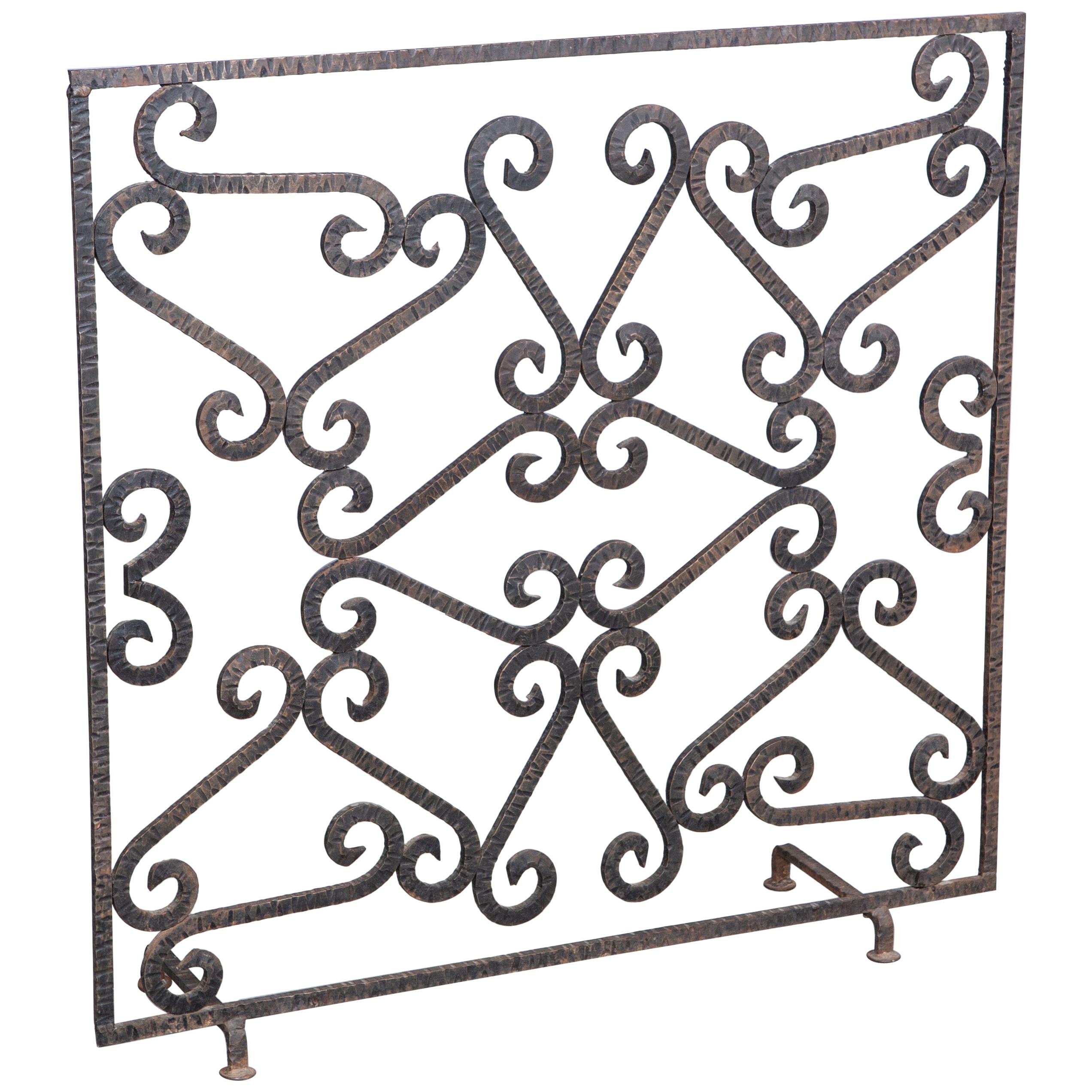 French Art Deco Iron Fireplace Screen For Sale