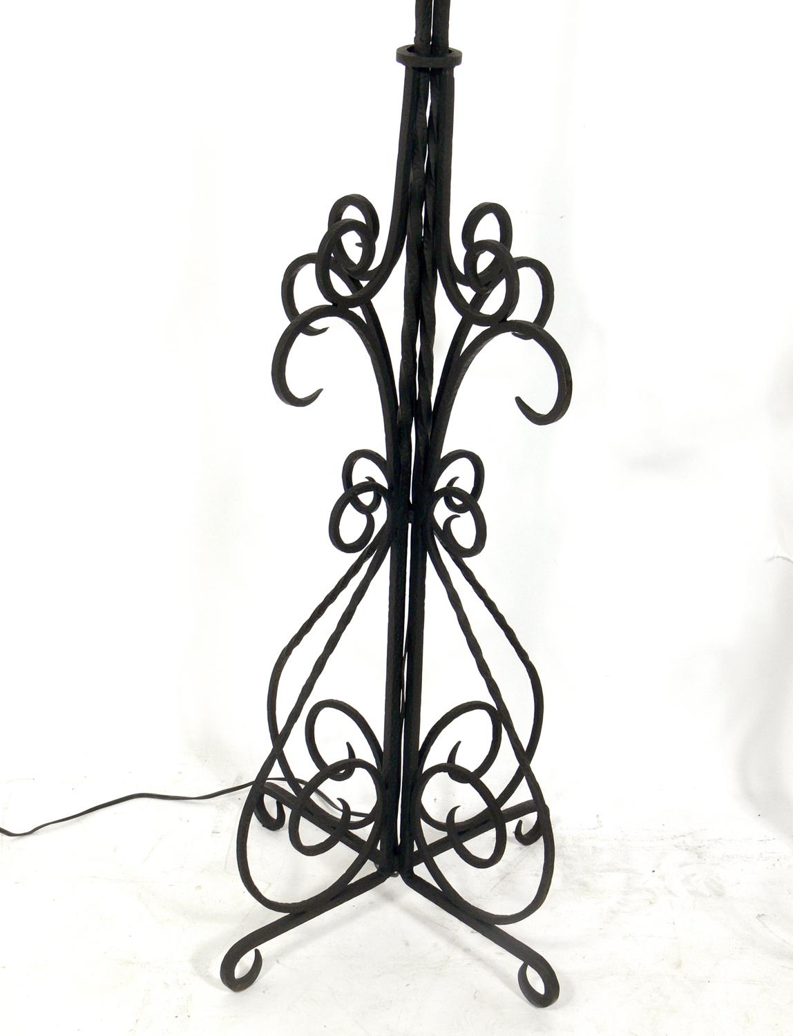 Painted French Art Deco Iron Floor Lamps For Sale