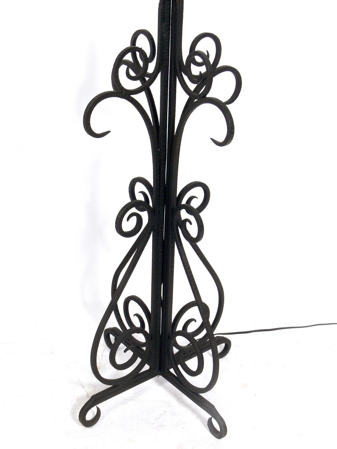 French Art Deco Iron Floor Lamps In Good Condition For Sale In Atlanta, GA