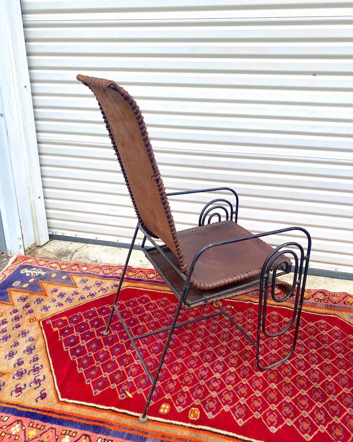 French Art Deco Iron Lounge Chair With Extension Circa 1925 For Sale 6