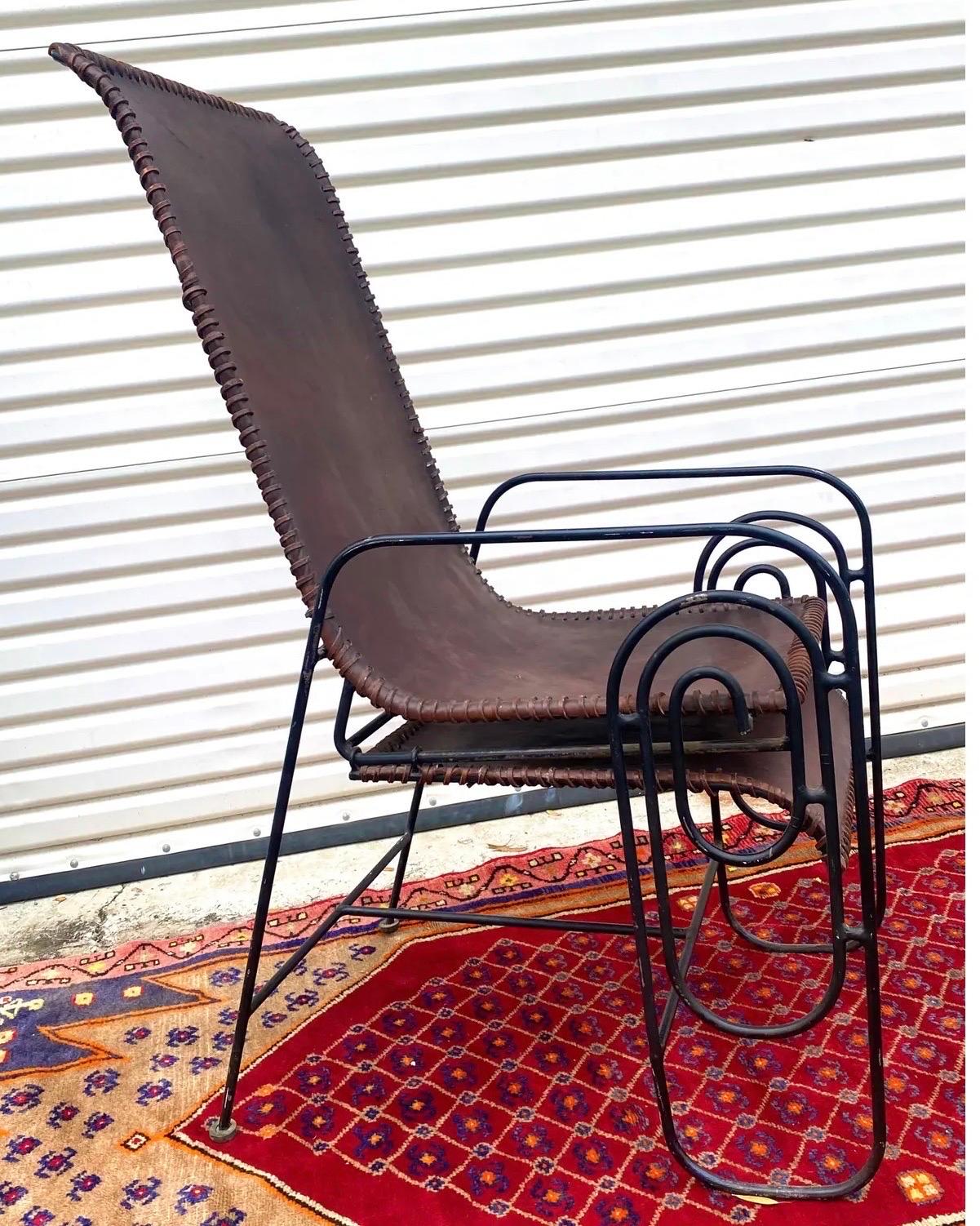 French Art Deco Iron Lounge Chair With Extension Circa 1925 For Sale 8