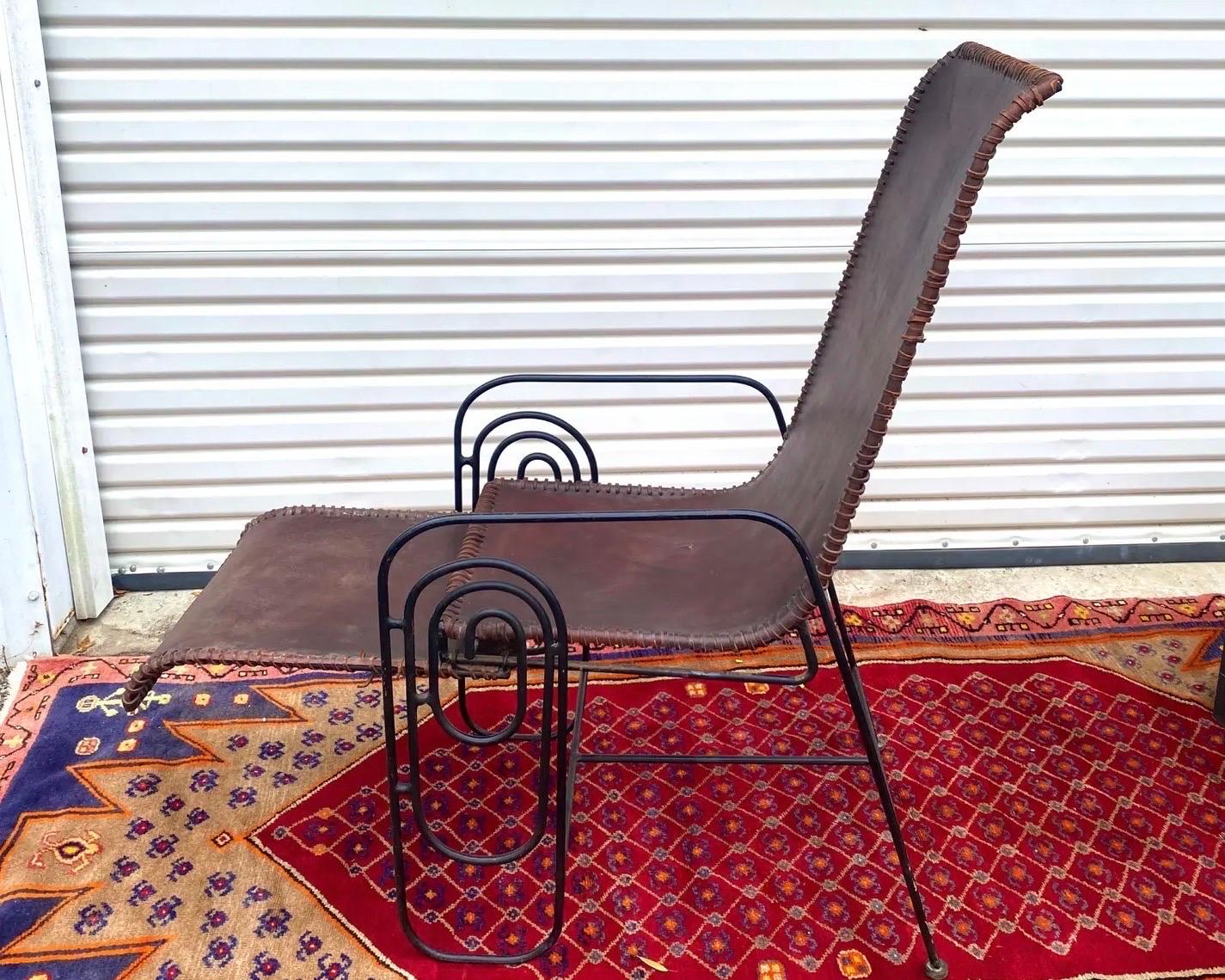 French Art Deco Iron Lounge Chair With Extension Circa 1925 For Sale 1