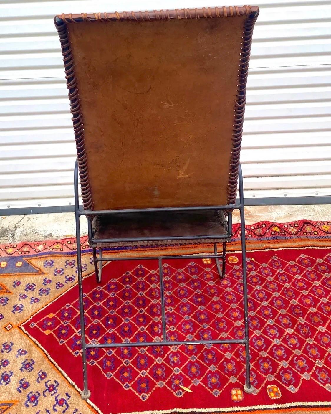 French Art Deco Iron Lounge Chair With Extension Circa 1925 For Sale 3
