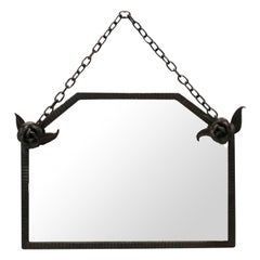 French Art Deco Iron Mirror in the Manner of Edgar Brandt