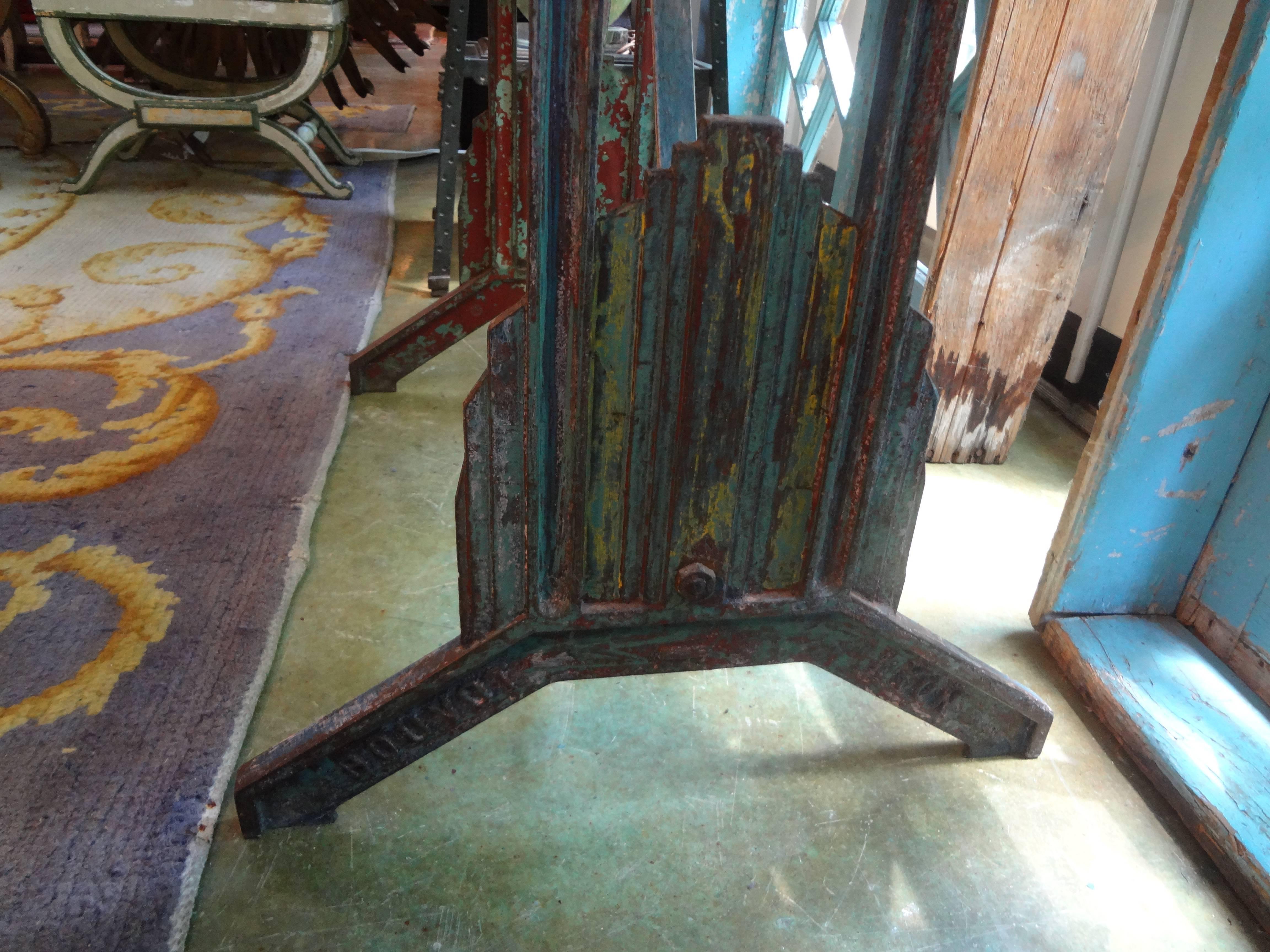 French Art Deco Iron Table with Marble Top 3