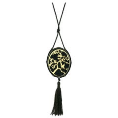 Französische Art Deco Japonesque Anhänger Halskette