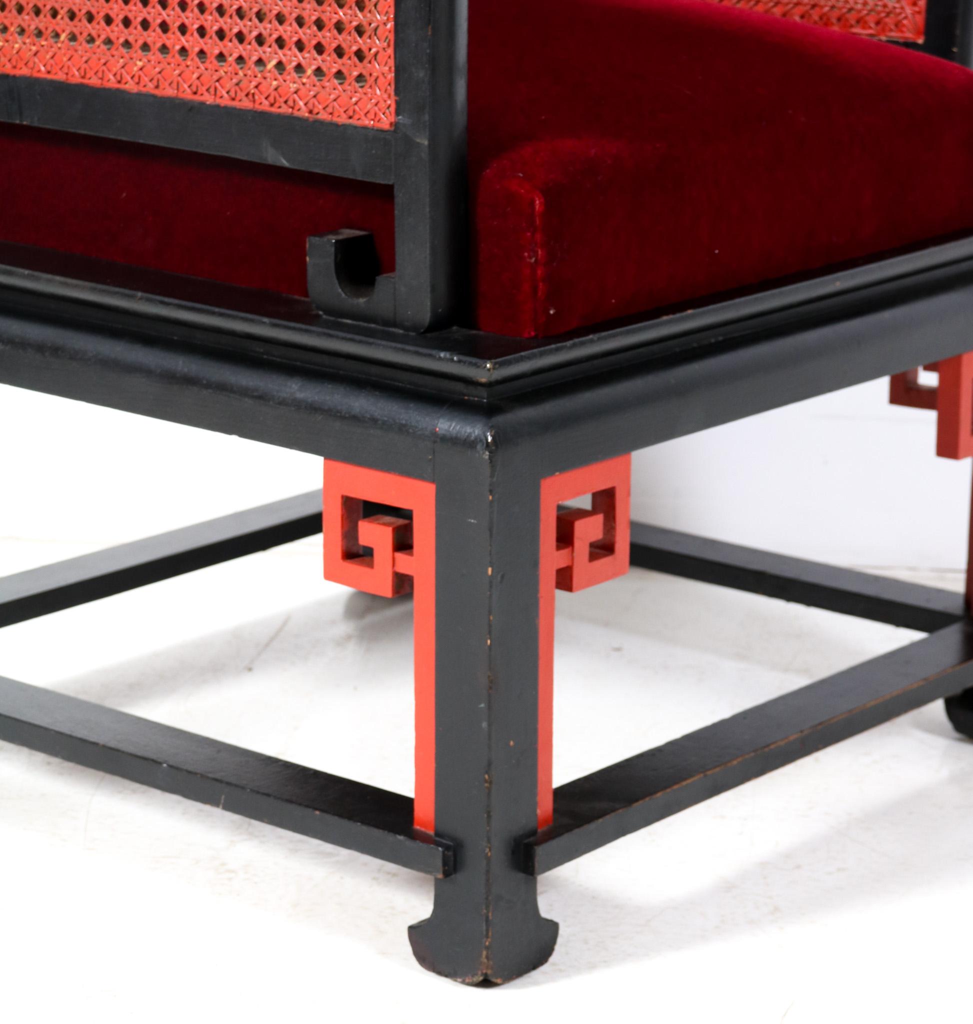 French Art Deco Japonisme Armchair, 1930s For Sale 4