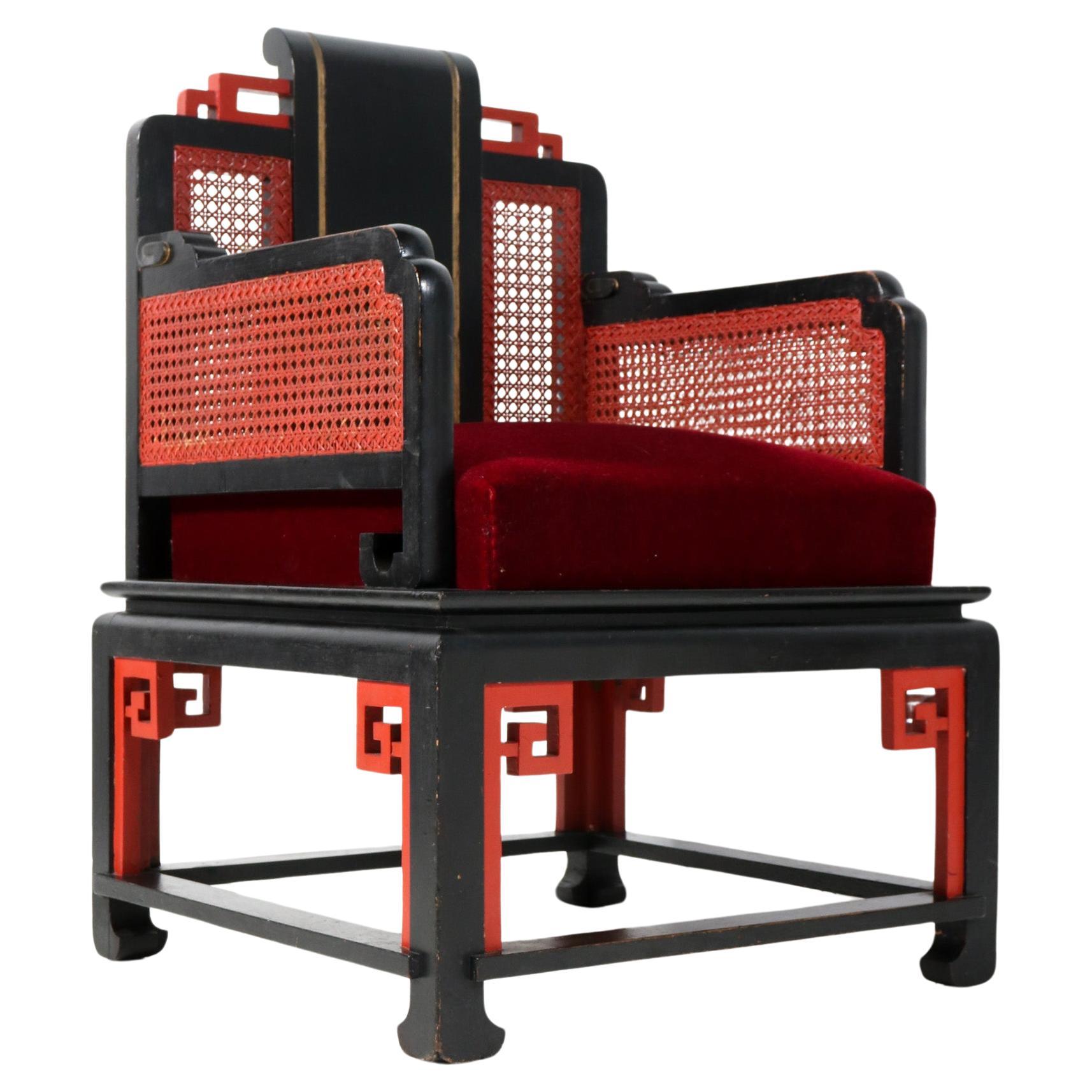 French Art Deco Japonisme Armchair, 1930s