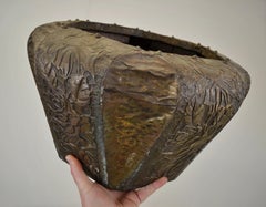 French Art Deco Jardinières, Wood and Repoussé Copper, Circa 1930