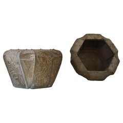 French Art Deco Jardinières, Wood and Repoussé Copper, Circa 1930