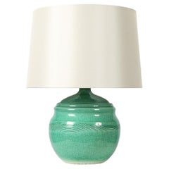 Vintage French Art Deco Jean Besnard Crackle Glazed Ceramic Table Lamp