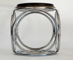 Tabouret ou table circulaire tubulaire Art Déco français Jean-Pierre Laporte Design