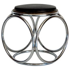 Tabouret ou table circulaire tubulaire Art Déco français Jean-Pierre Laporte Design