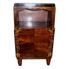 French Art Deco Jules Leleu Inspired Nightstand or Table with Marble Top