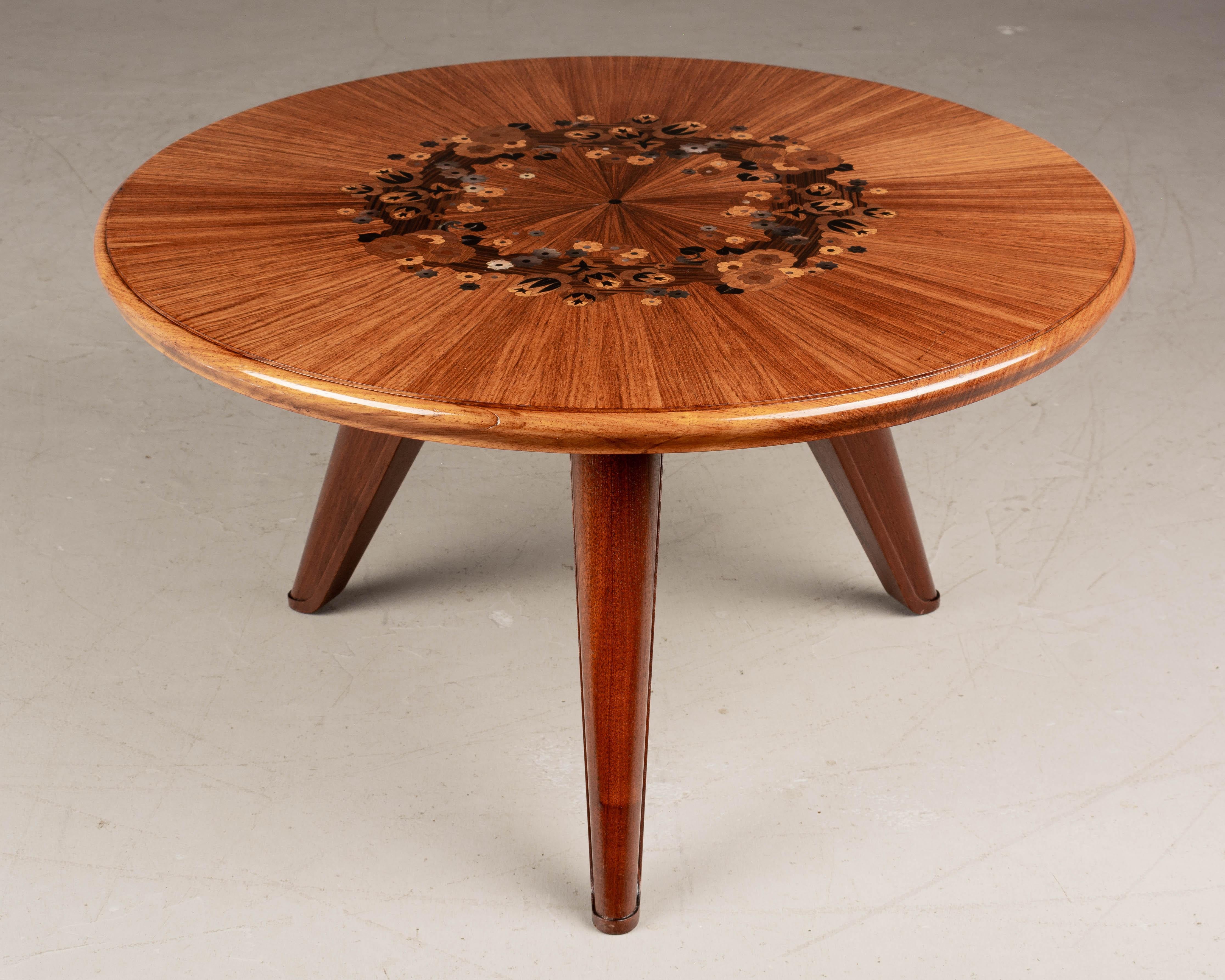 Inlay French Art Deco Jules Leleu Marquetry Table