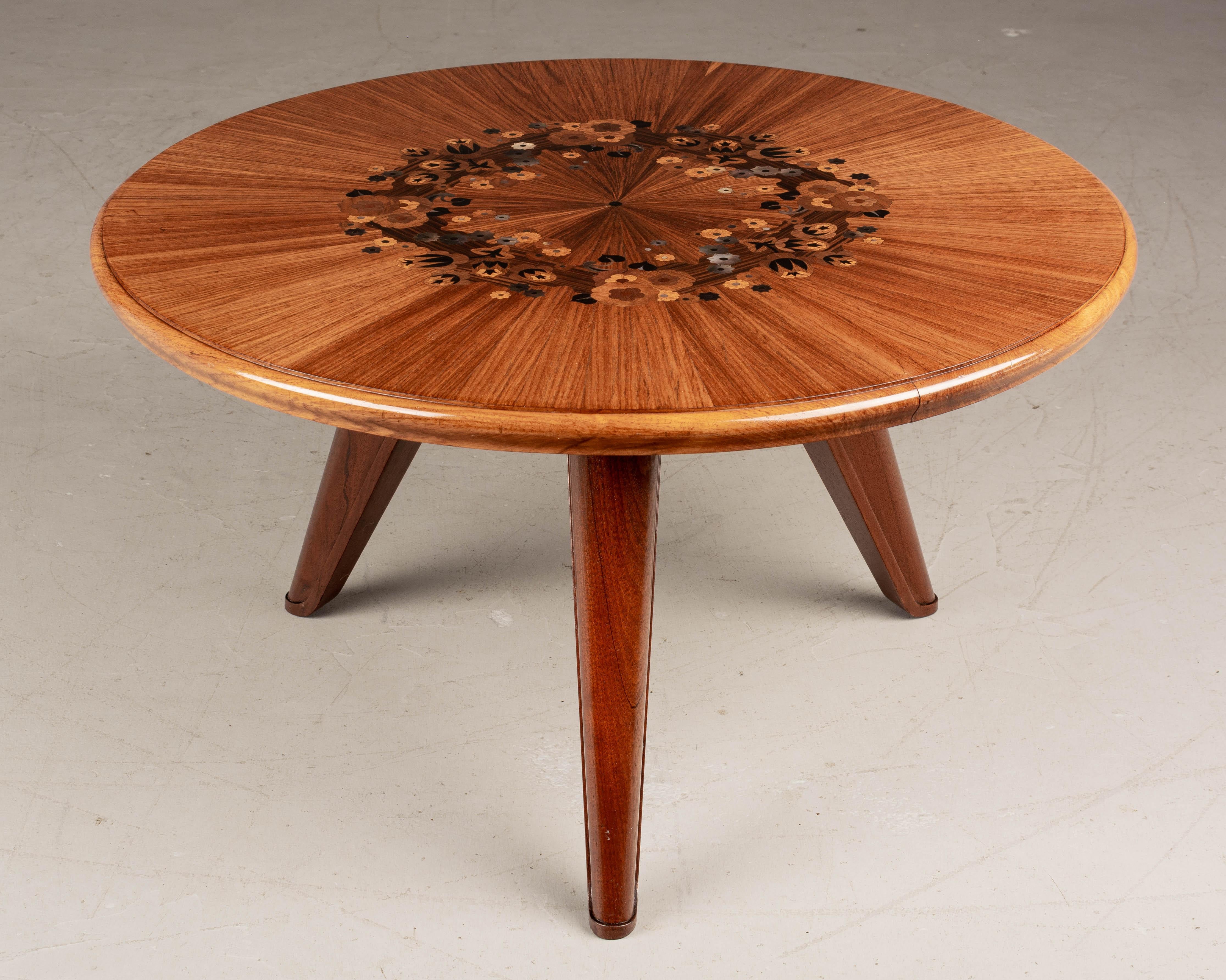 French Art Deco Jules Leleu Marquetry Table In Good Condition In Winter Park, FL