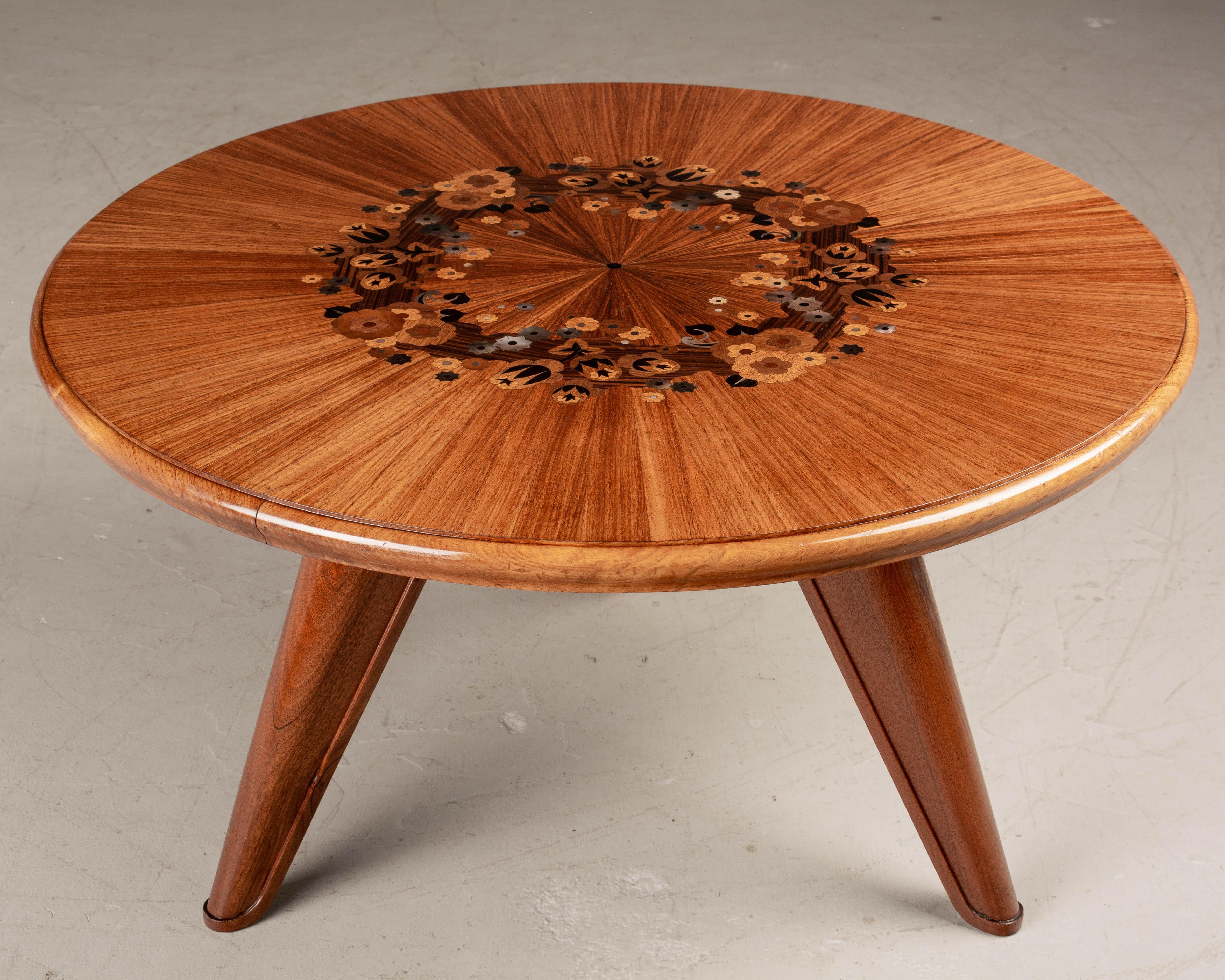 20th Century French Art Deco Jules Leleu Marquetry Table