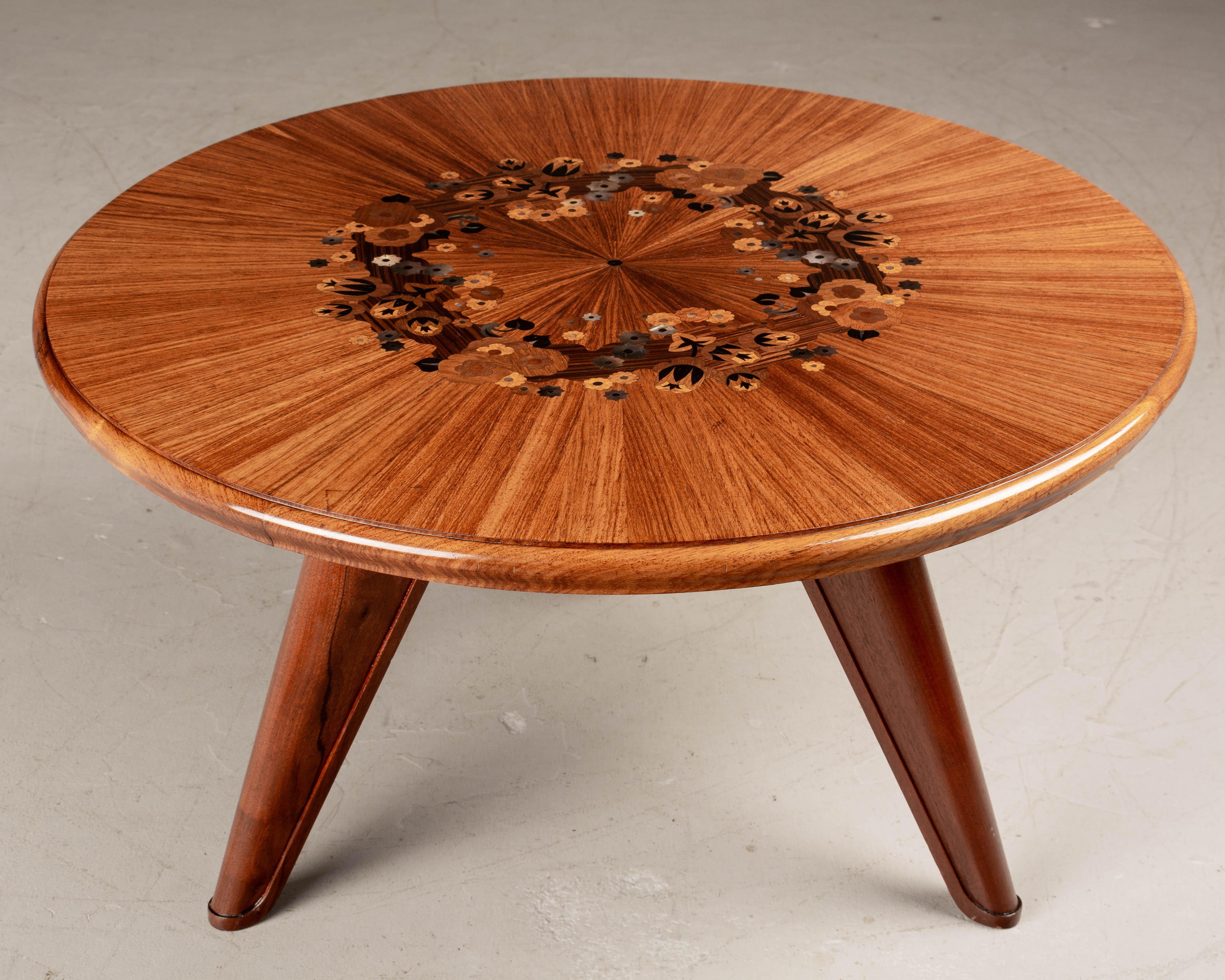 French Art Deco Jules Leleu Marquetry Table 1