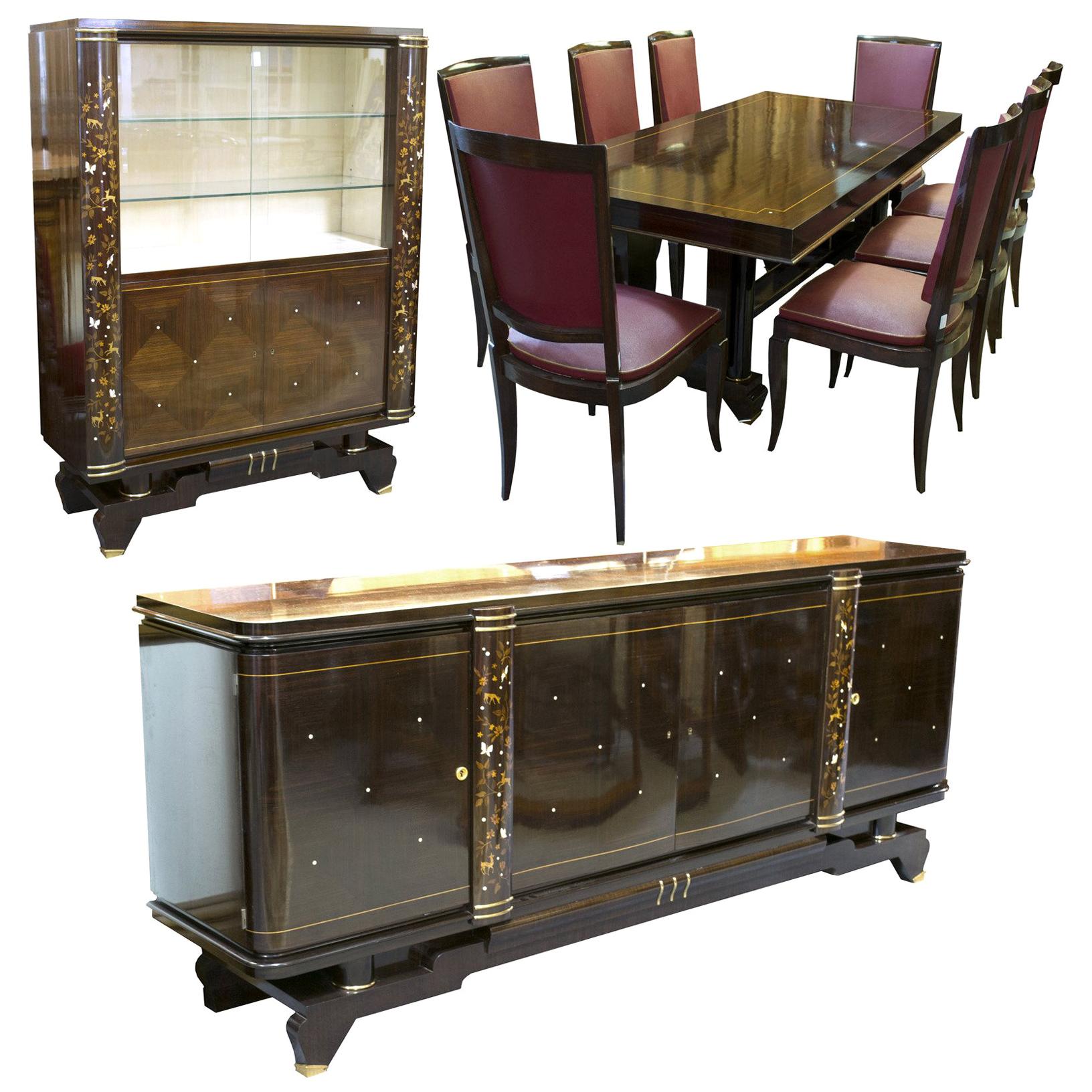 French Art Deco Jules Leleu Style Dining Room Suite