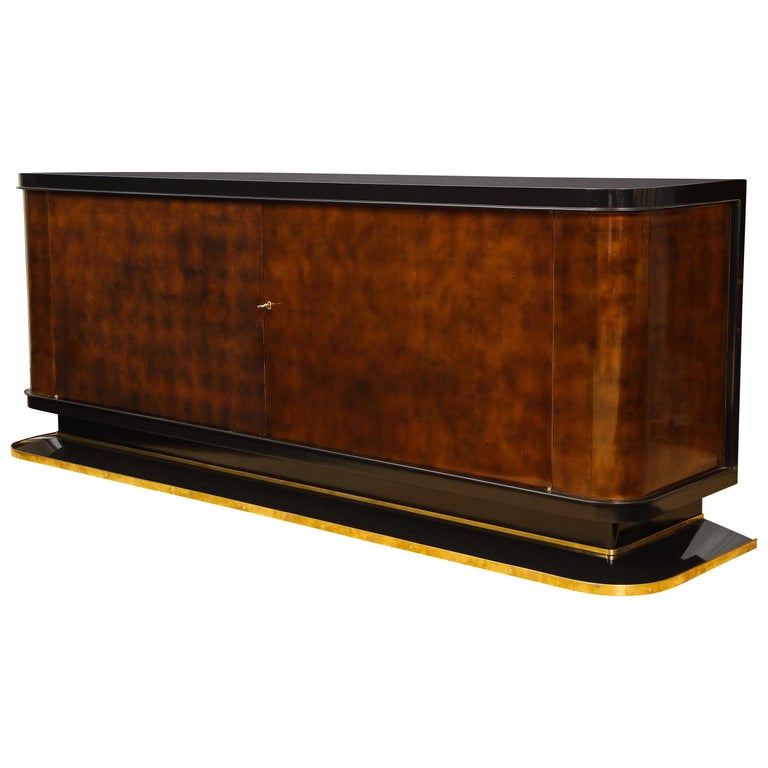 French Art Deco Lacquered Cabinet, by Jules Leleu and Probably Jean Dunand