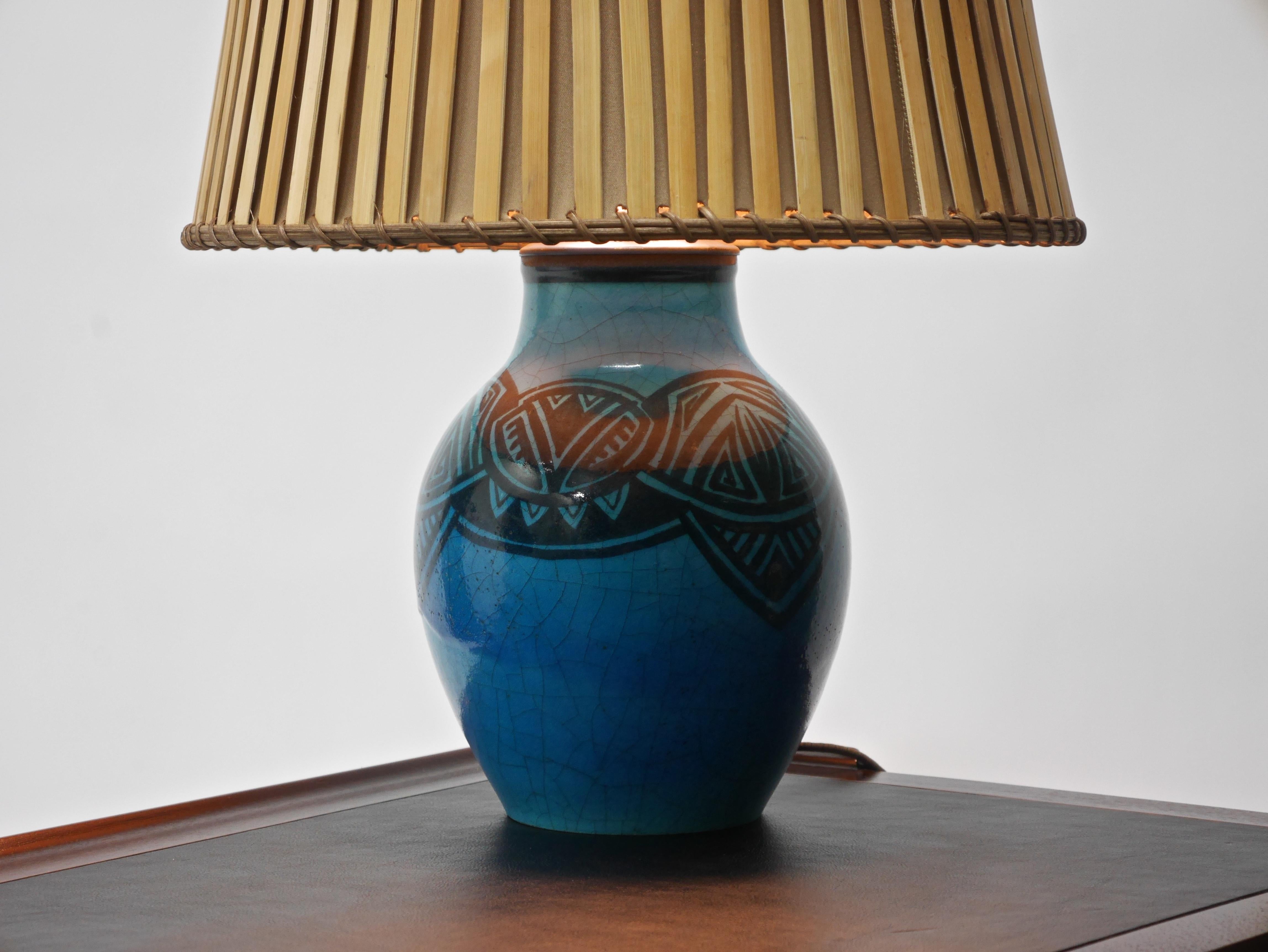 French Art Deco Lamp by Georges Jaegle and Raoul Lachenal 3