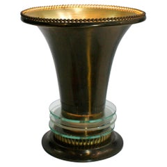 Lampada Art Deco francese in ottone, alla maniera di Rene Pottier, circa 1930