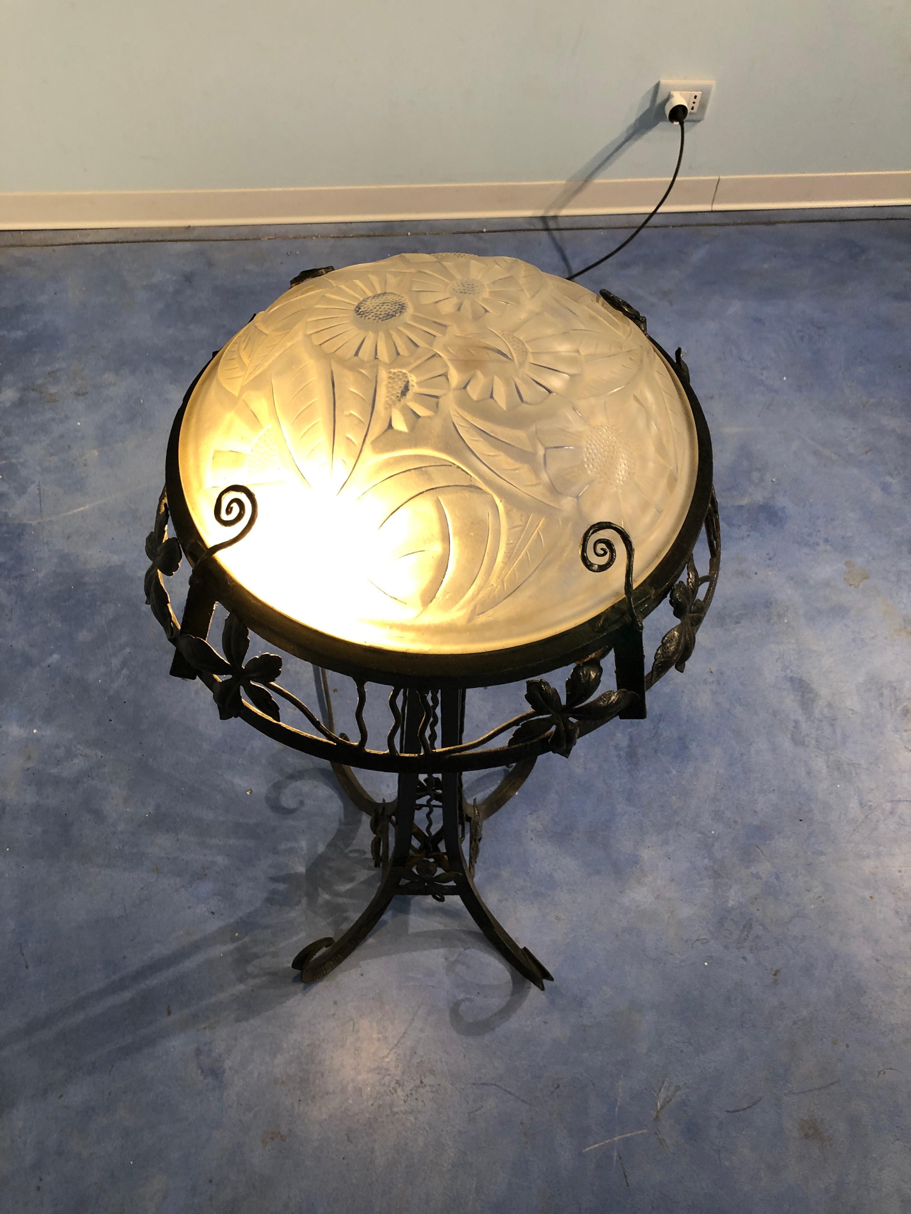 French Art Deco Lamp Signed by Degué, 1930s For Sale 14