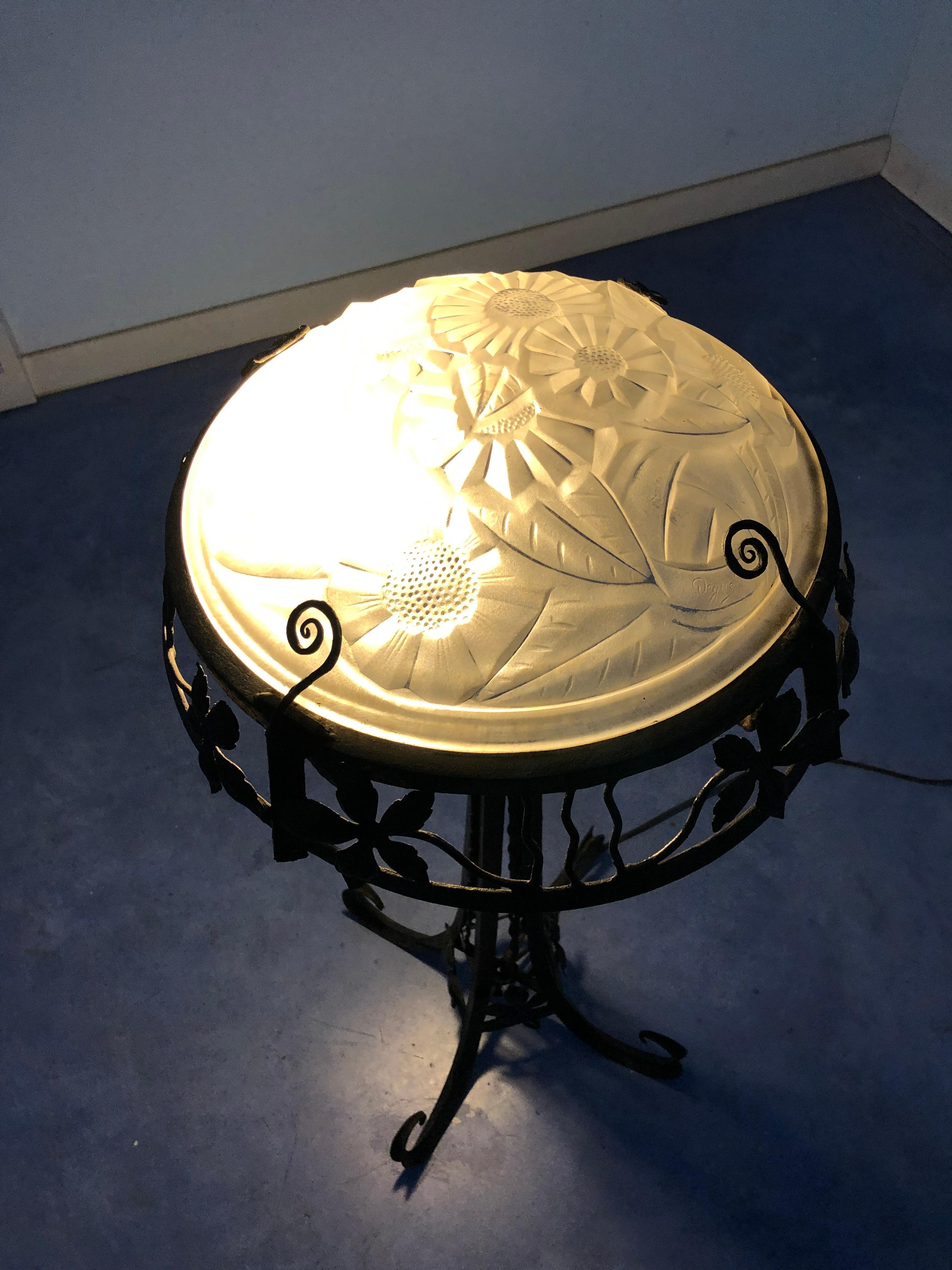 French Art Deco Lamp Signed by Degué, 1930s For Sale 15