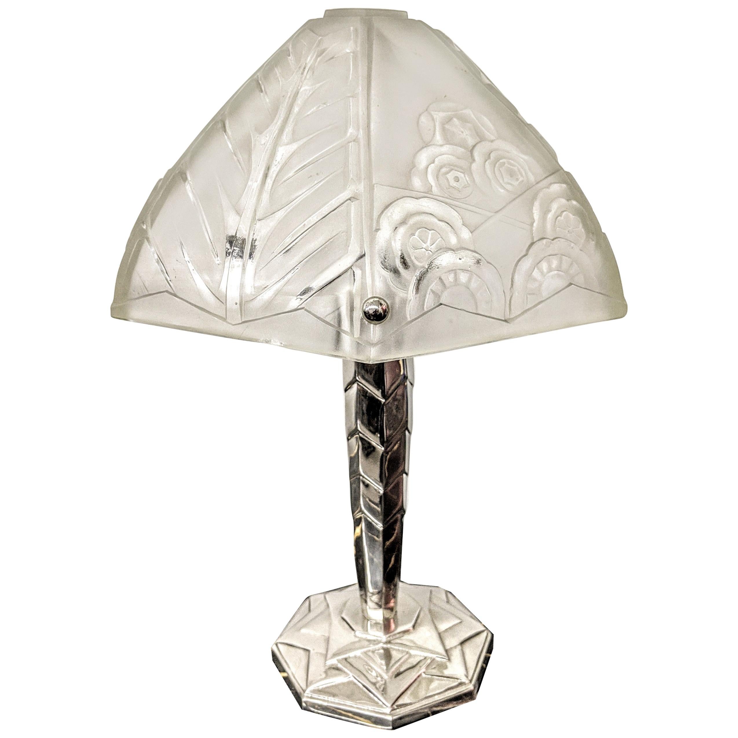 Französische Art-déco-Tischlampe, signiert von Sabino (Paar verfügbar)