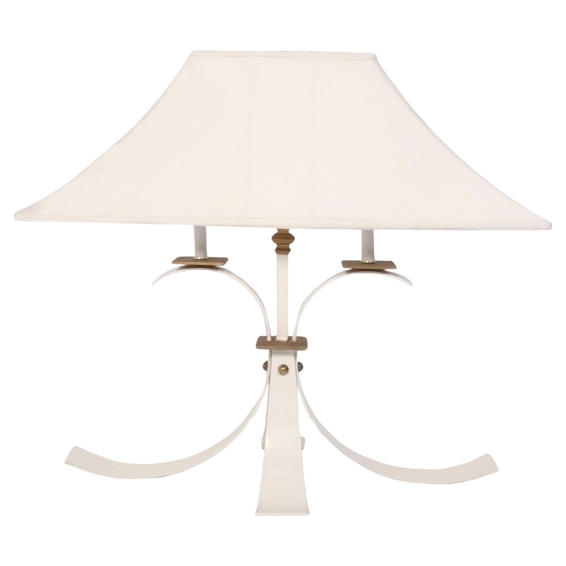 French Art Deco Lamp with Amazing Silk Shade circa 1930s Mid Century Modern For Sale