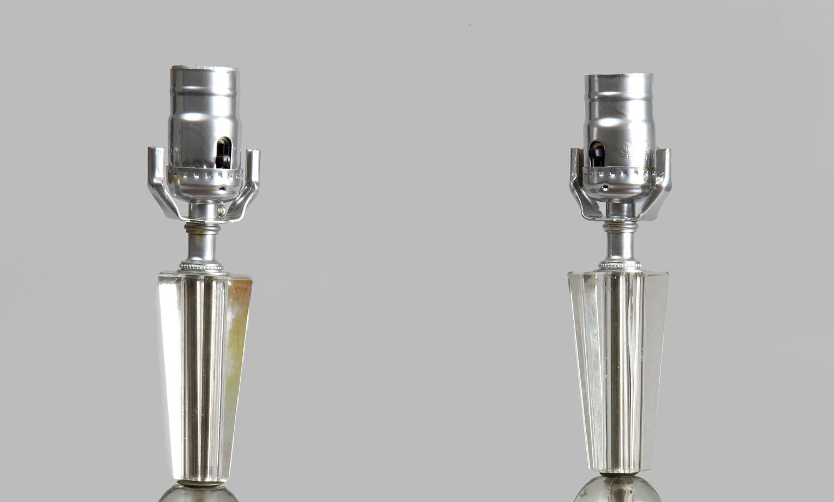 French Art Deco Lamps, a Pair, circa 1920s In Good Condition For Sale In Sheffield, MA