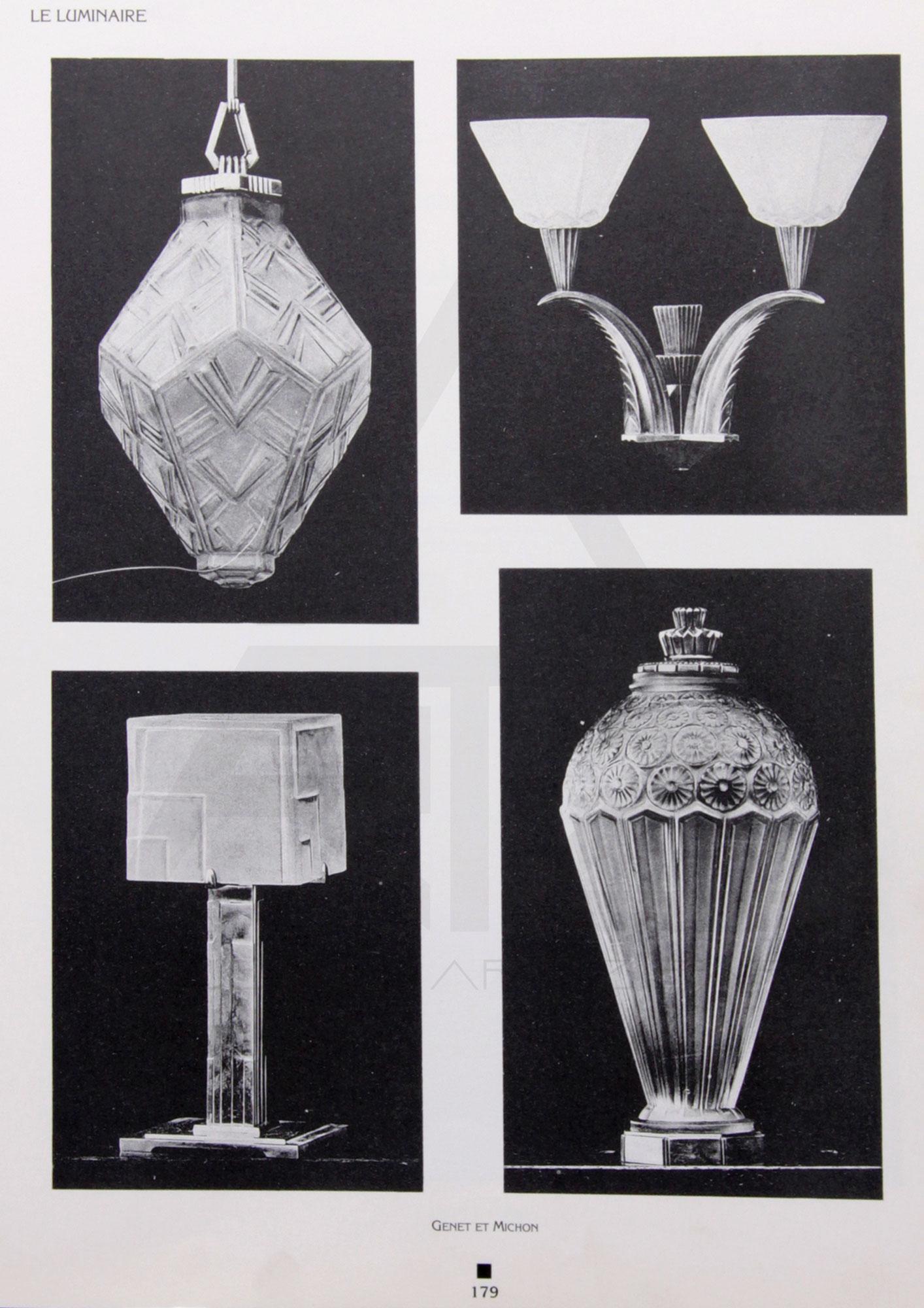 French Art Deco lantern chandelier  by Genet & Michon  For Sale 2