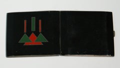 French Art Deco Laquered Cigarette Case in Silver, circa 1930