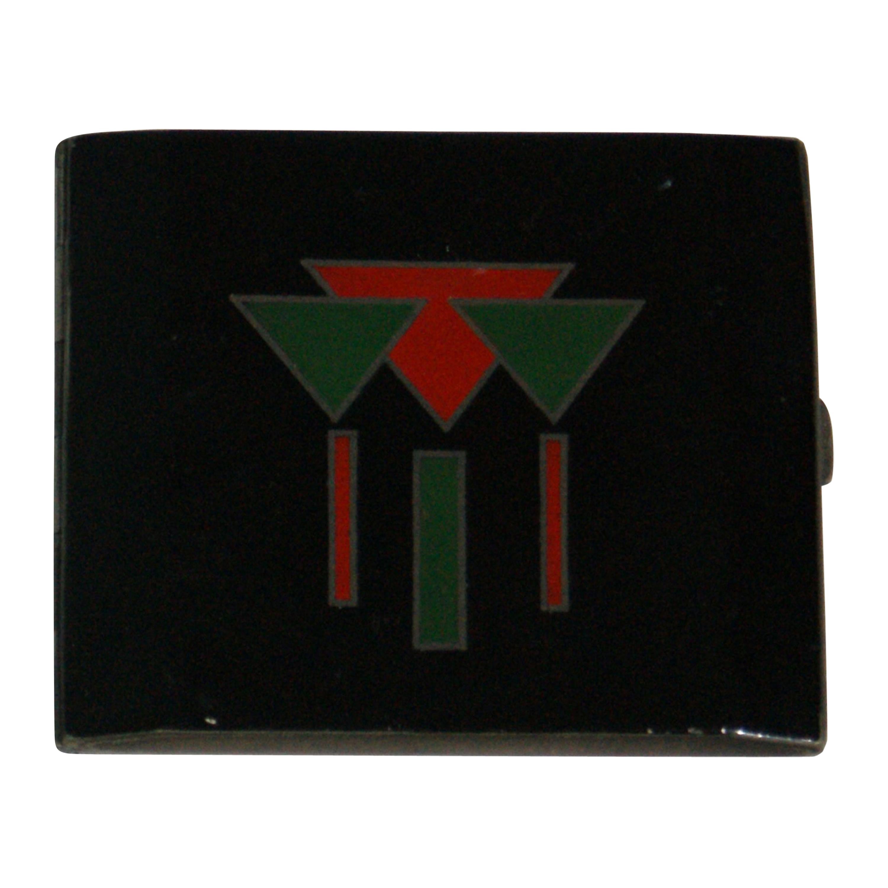 French Art Deco Laquered Cigarette Case in Silver, circa 1930