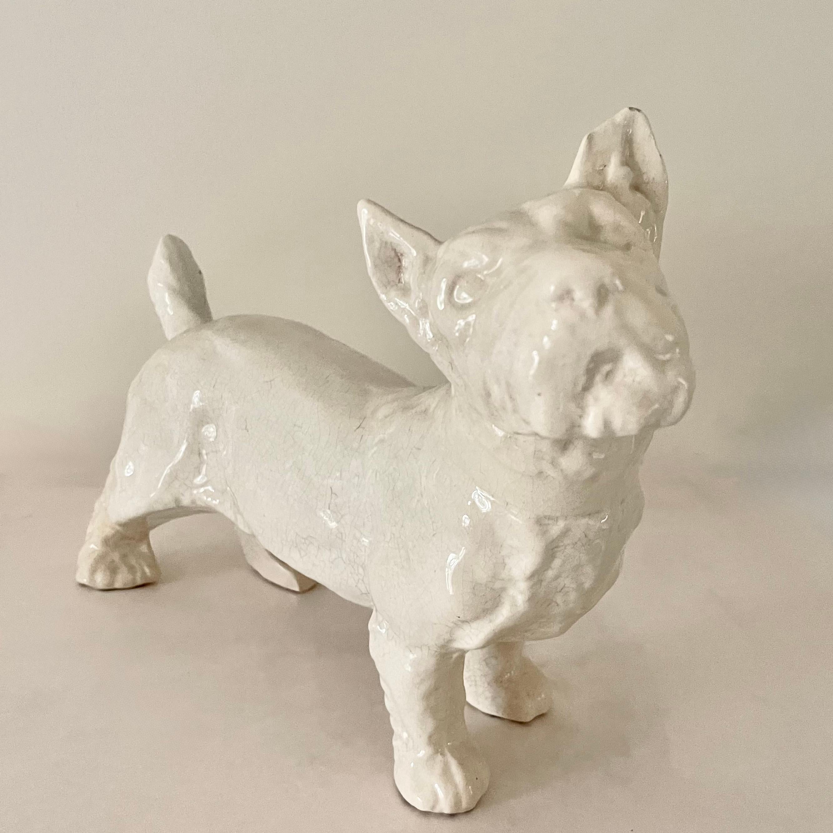 Volpe Terrier francese Art Deco di grandi dimensioni in ceramica in vendita 1