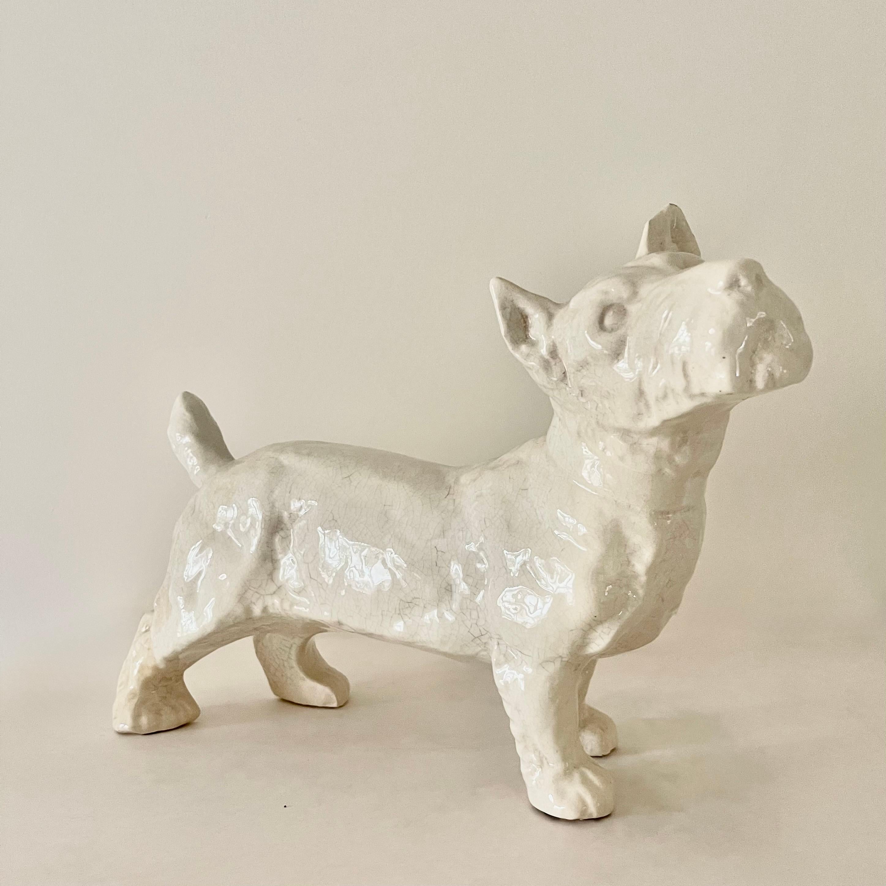 Volpe Terrier francese Art Deco di grandi dimensioni in ceramica in vendita 2