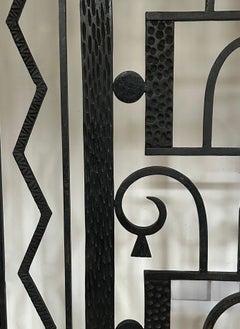 Art Deco Wrought Iron Console Beige Marble attributed to Michel Zadounaisky