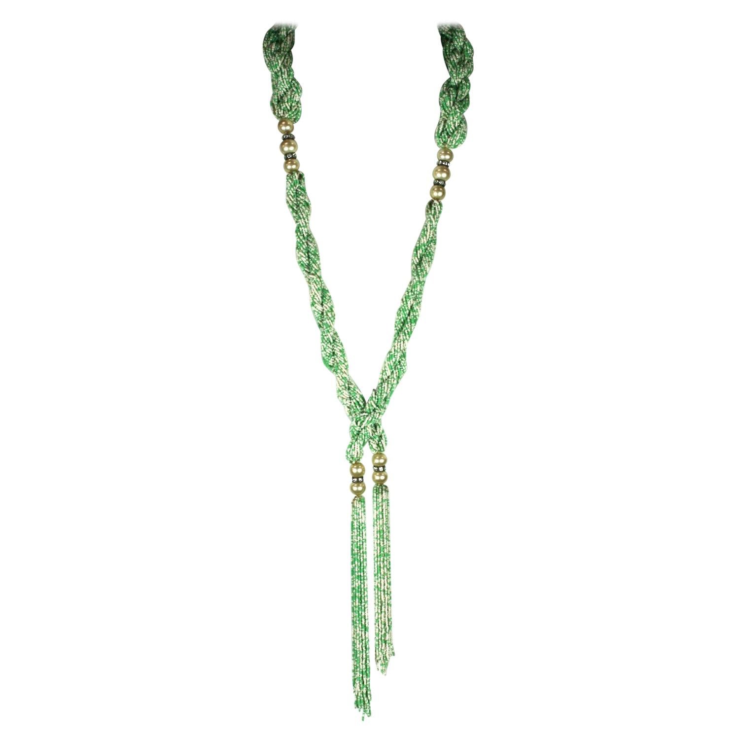 French Art Deco Lariat Necklace For Sale