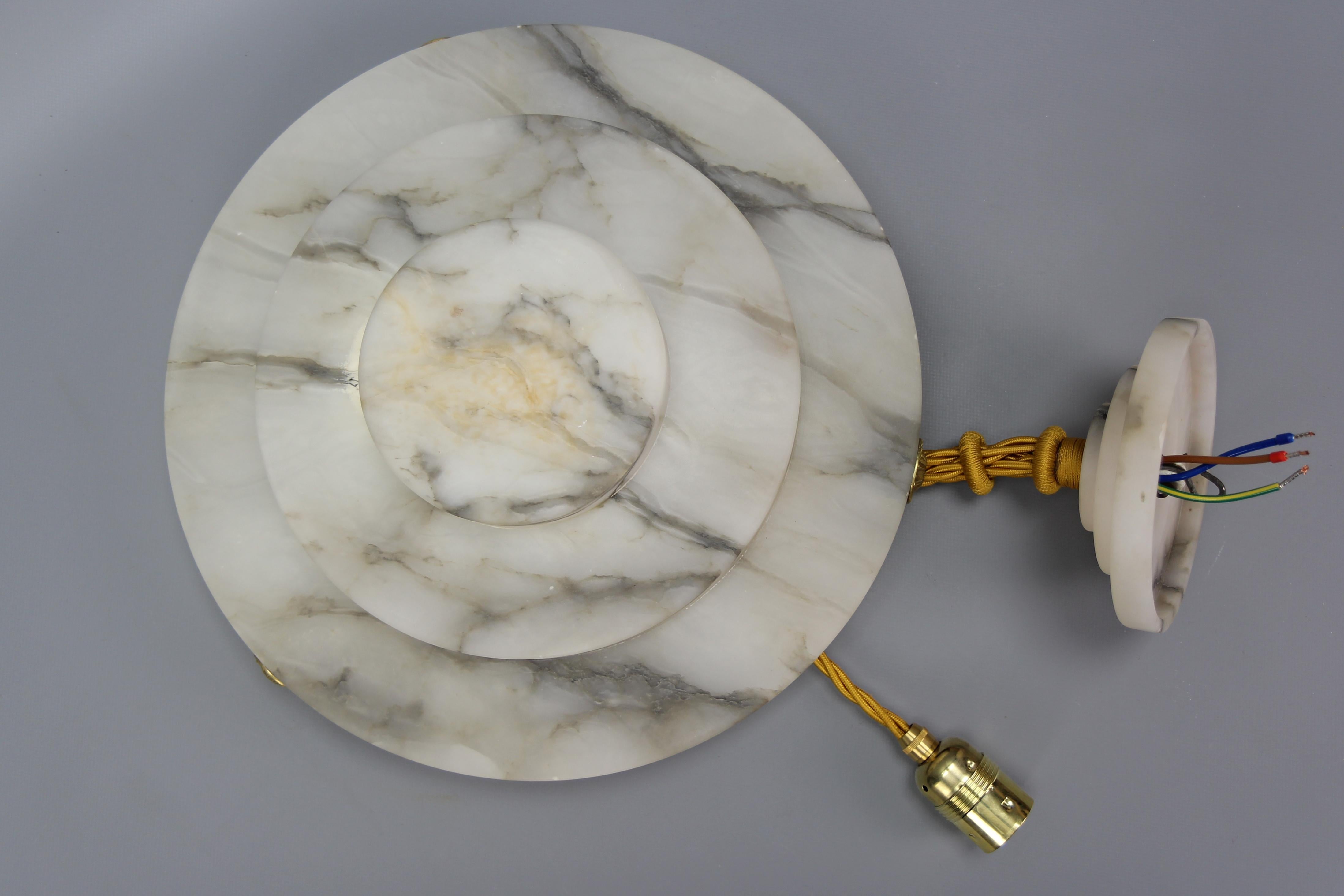 French Art Deco Layered White and Black Alabaster Pendant Light, 1920s 13