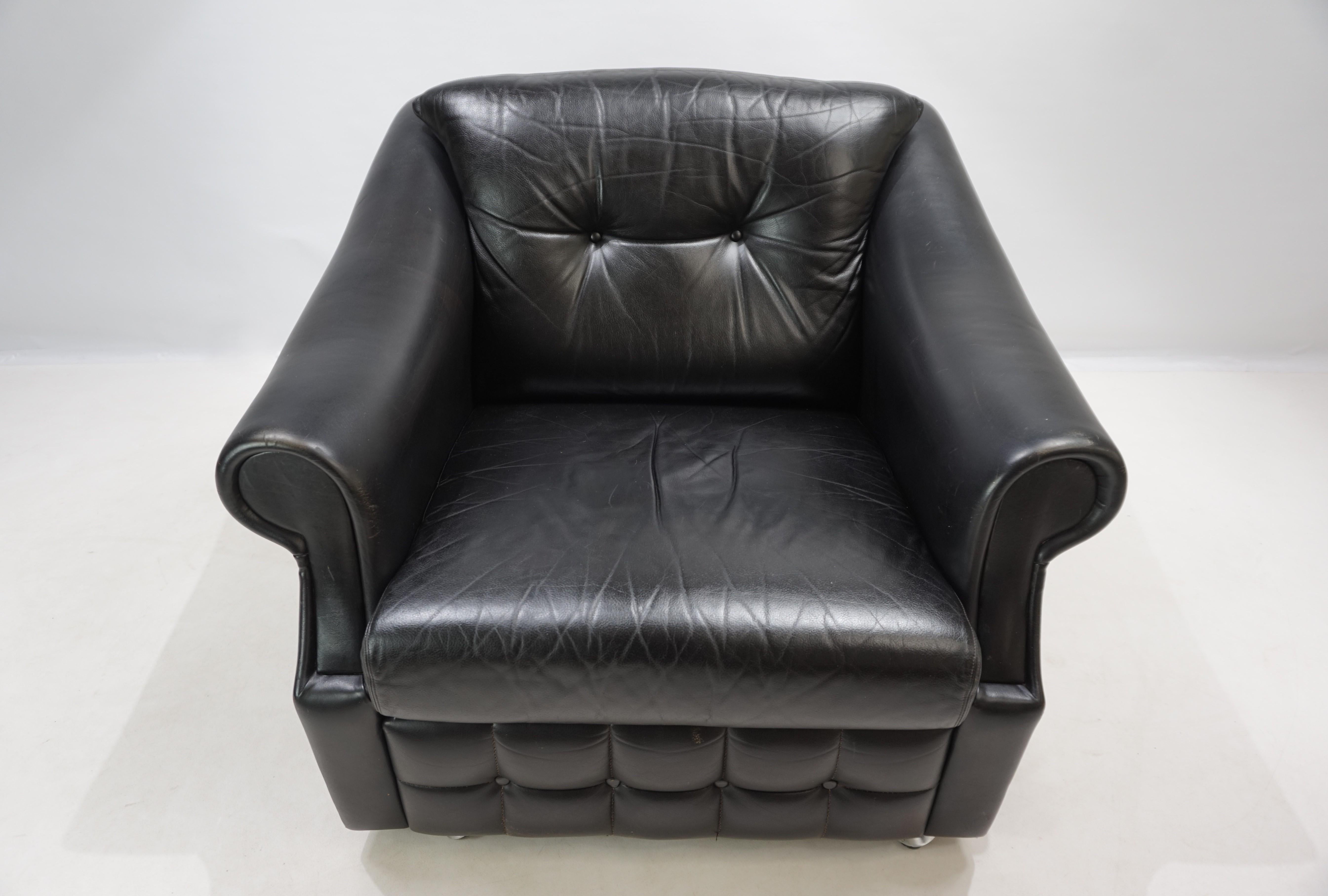 Poltrona in pelle Art Déco francese, 1960 in vendita 11