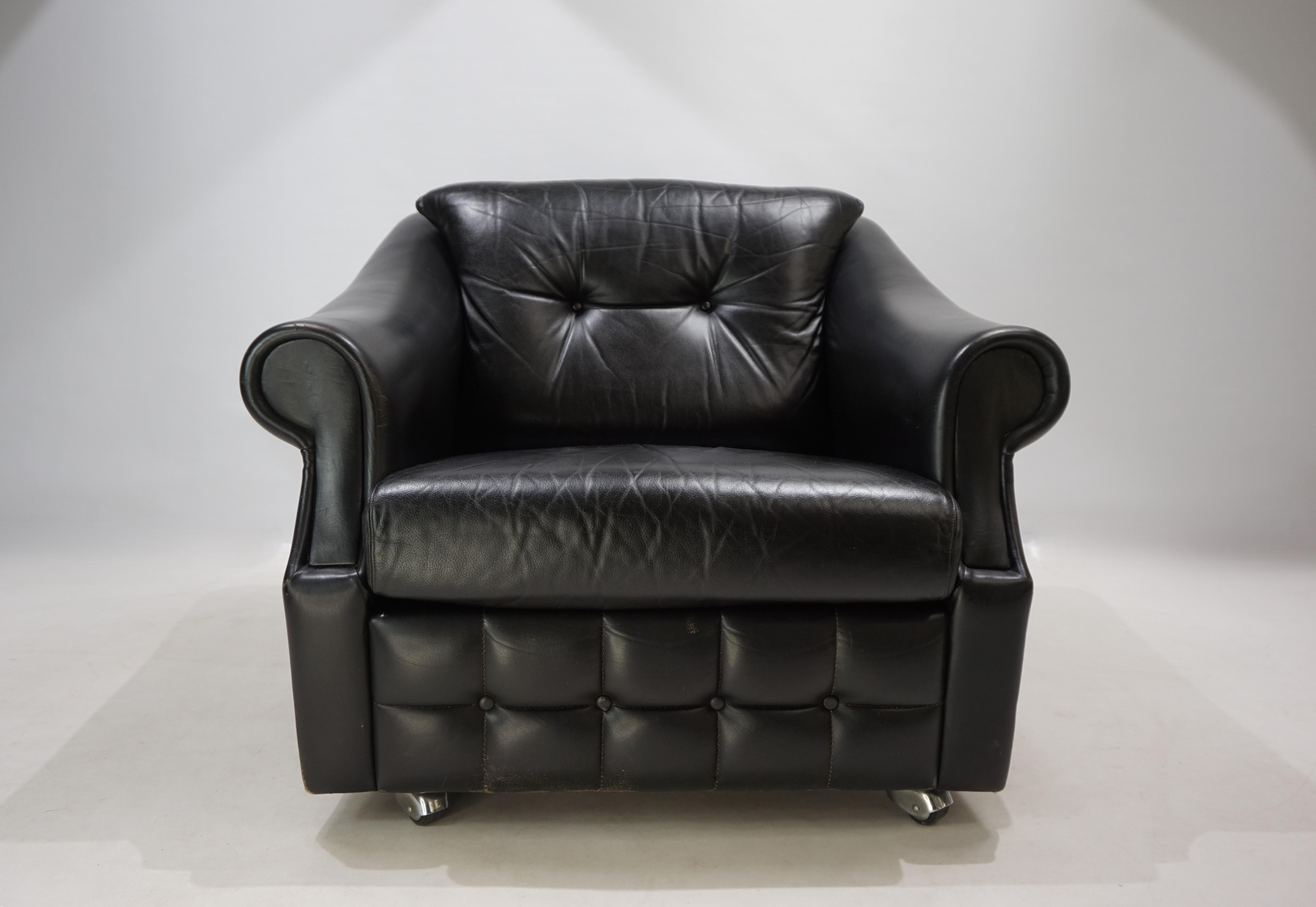 Poltrona in pelle Art Déco francese, 1960 in vendita 2
