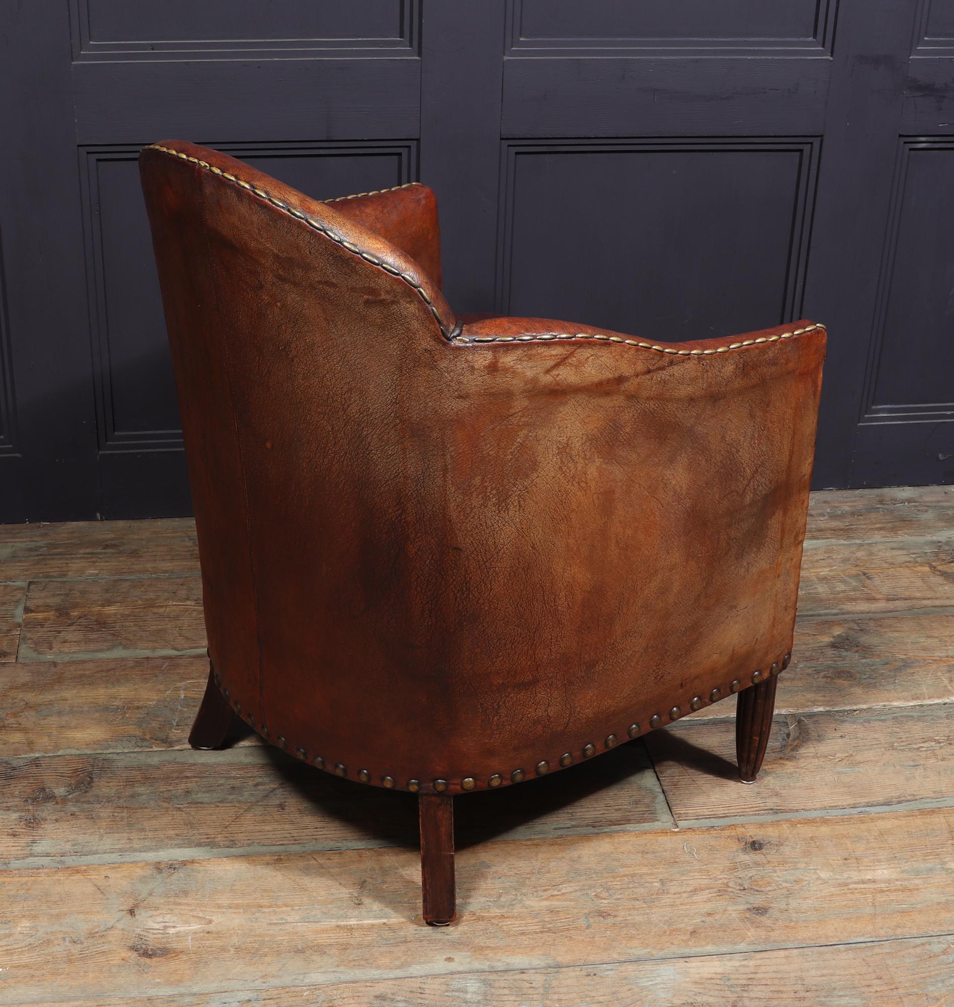 French Art Deco Leather Armchair 6