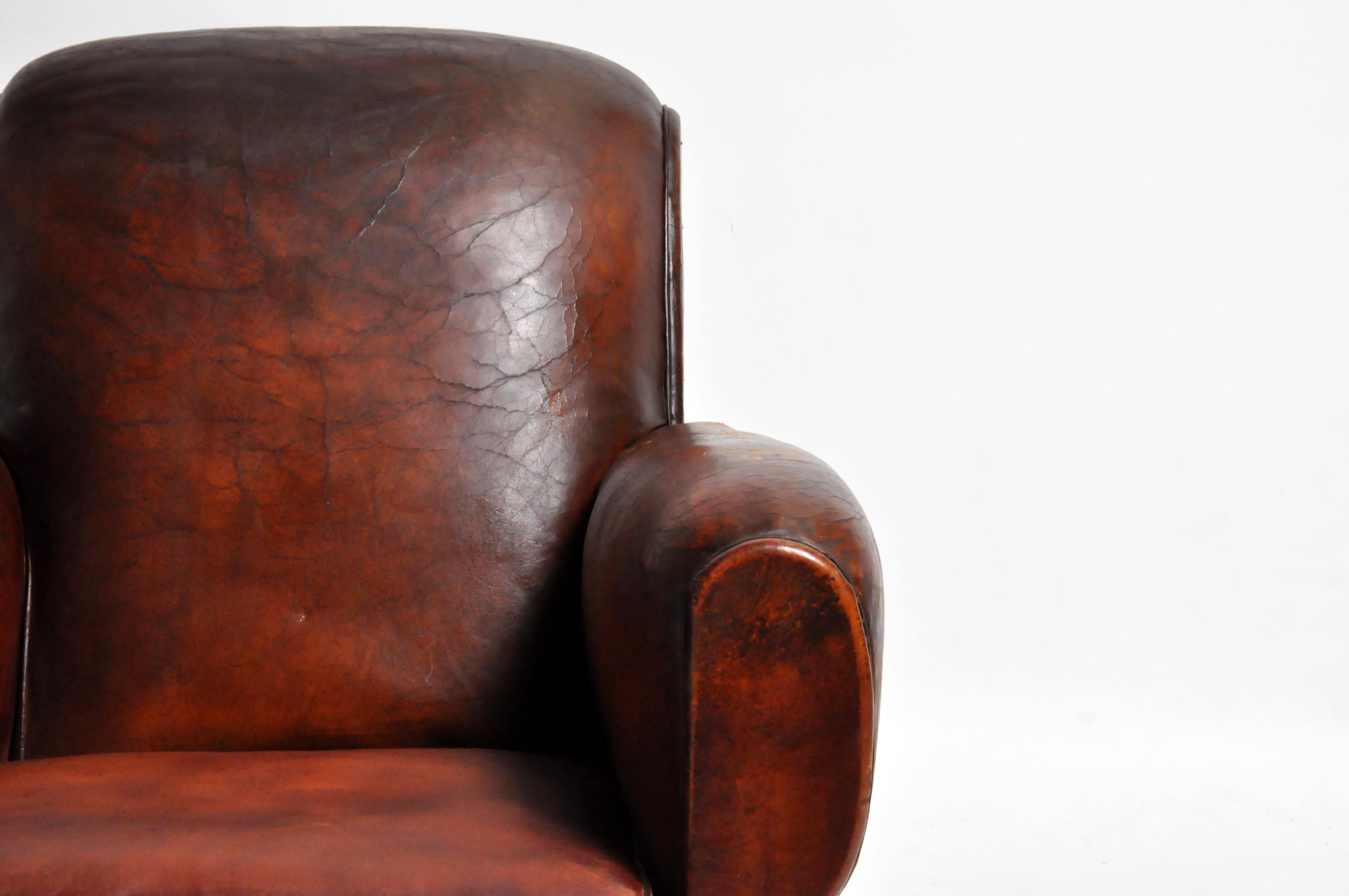 French Art Deco Leather Armchair 6